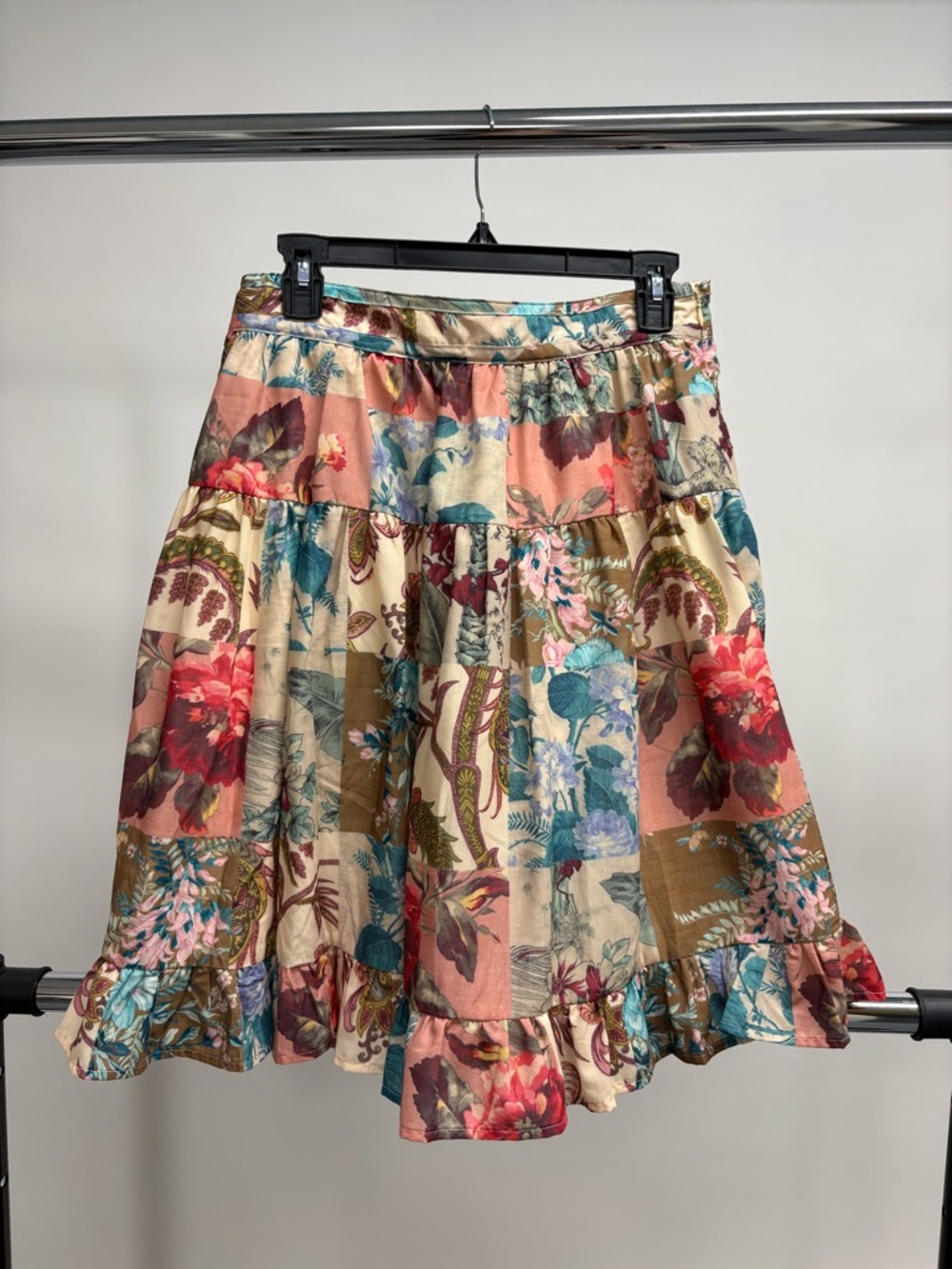 Yakira Bella Gia Floral Patchwork Tiered Midi Skirt